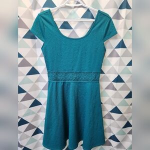 Xhilaration Teal Fit and Flare Mini Dress Scoop Neck